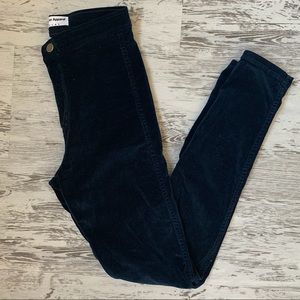 American Apparel High Waist Dark Blue Velvet Jeans